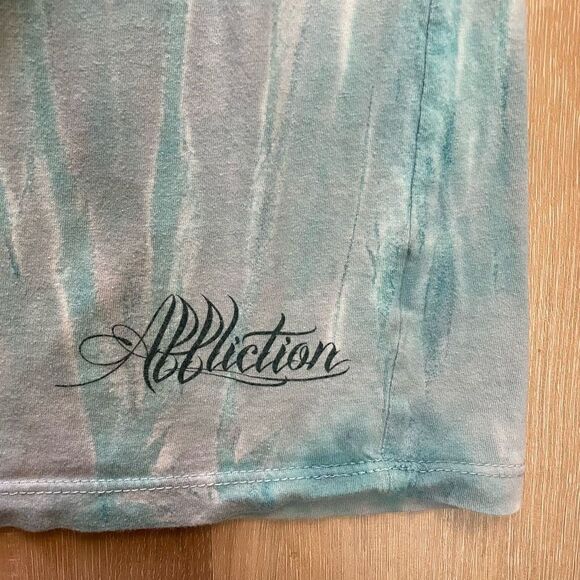 Affliction Thorn Series Women’s Small Blue Top Tshirt Embroidered Beaded Grunge - Picture 4 of 5